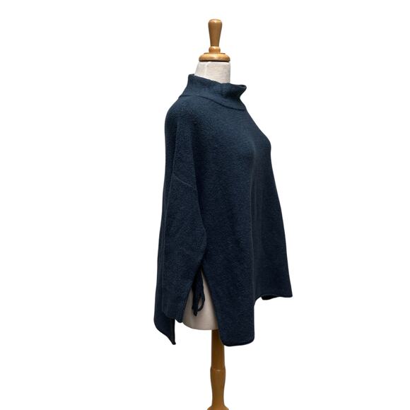 J Jill PureJill Sweater XS/S Blue Pullover Mock Neck Open Sided Oversized NWT - Picture 8 of 12